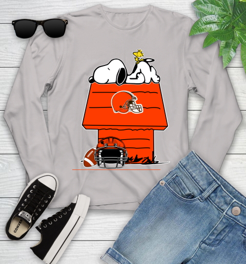 Cleveland Browns NFL Football Snoopy Woodstock The Peanuts Movie Youth Long Sleeve 12