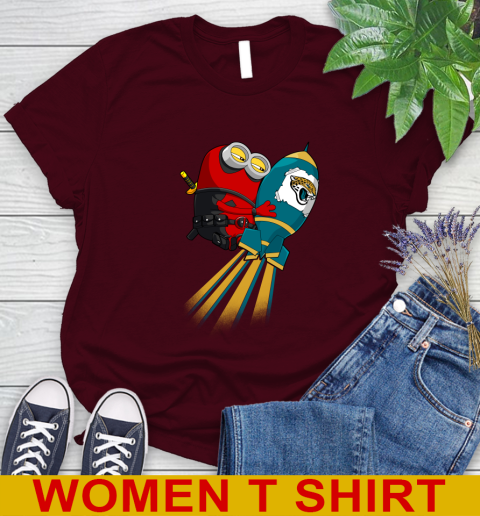 NFL Football Jacksonville Jaguars Deadpool Minion Marvel Shirt Women's T-Shirt 6