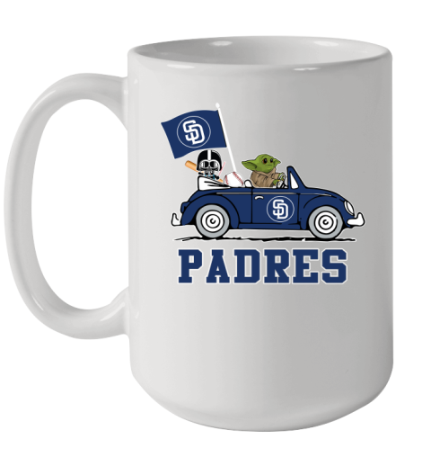 MLB Baseball San Diego Padres Darth Vader Baby Yoda Driving Star Wars Shirt Ceramic Mug 15oz