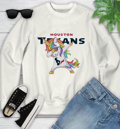 Houston Texans NFL Football Funny Unicorn Dabbing Sports Youth Sweatshirt