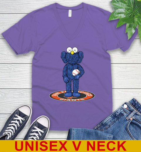 MLB Baseball San Francisco Giants Kaws Bff Blue Figure Shirt V-Neck T-Shirt 9
