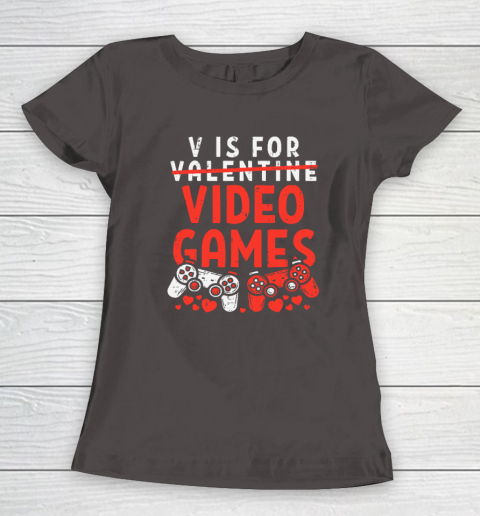 V Is For Video Games Funny Valentines Day Gamer Women's T-Shirt 5