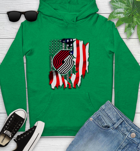 Portland Trail Blazers NBA Basketball American Flag Youth Hoodie 9