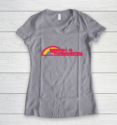 Reading Rainbow t shirt Reading is Fundamental Gay Rainbow Women's V-Neck T-Shirt 2