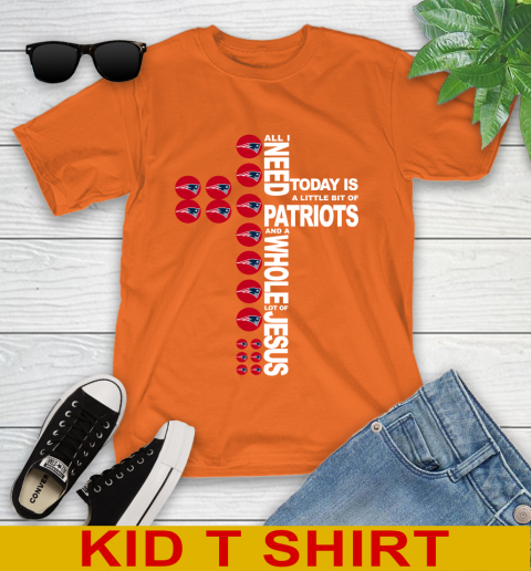 NFL All I Need Today Is A Little Bit Of New England Patriots Cross Shirt Youth T-Shirt 8