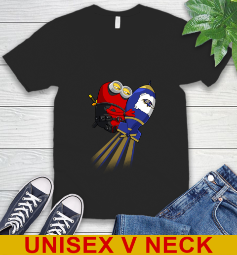 NFL Football Baltimore Ravens Deadpool Minion Marvel Shirt V-Neck T-Shirt