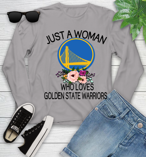 NBA Just A Woman Who Loves Golden State Warriors Basketball Sports Youth Long Sleeve 3