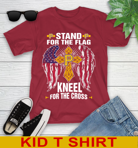 MLB Baseball Pittsburgh Pirates Stand For Flag Kneel For The Cross Shirt Youth T-Shirt 12