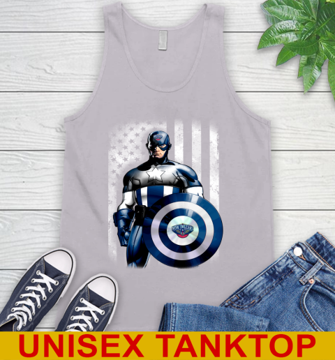 New Orleans Pelicans NBA Basketball Captain America Marvel Avengers American Flag Shirt Tank Top 3