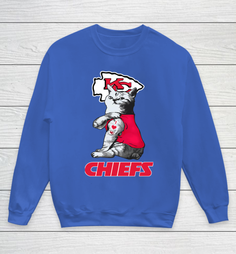 NFL Football My Cat Loves Kansas City Chiefs Youth Sweatshirt 6