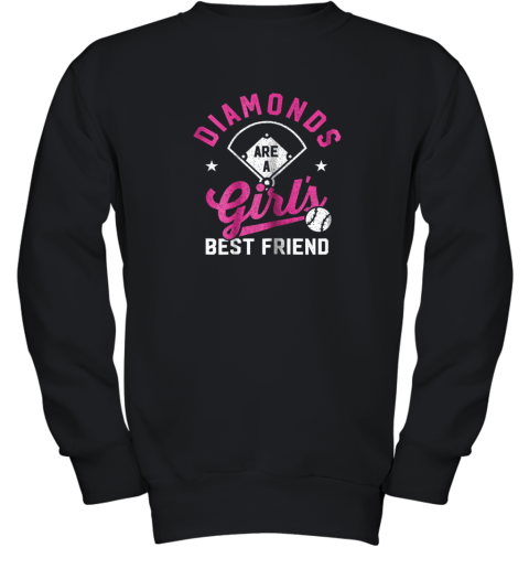 Diamonds Are A Girls Best Friend Baseball Softball Youth Sweatshirt