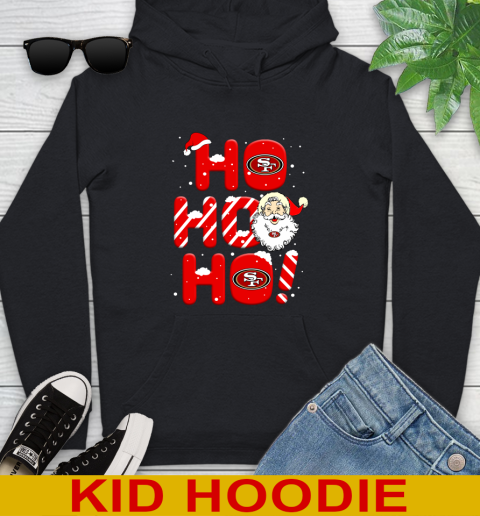 San Francisco 49ers NFL Football Ho Ho Ho Santa Claus Merry Christmas Shirt Youth Hoodie