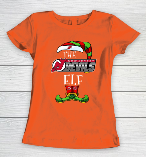 New Jersey Devils Christmas ELF Funny NHL Women's T-Shirt 3