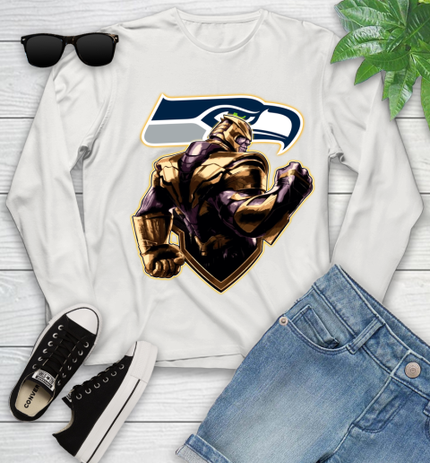 NFL Thanos Avengers Endgame Football Sports Seattle Seahawks Youth Long Sleeve 12
