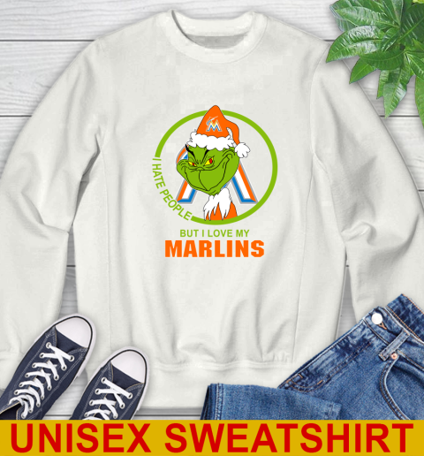 Miami Marlins MLB Christmas Grinch I Hate People But I Love My Favorite Baseball Team Sweatshirt