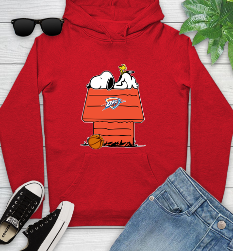 Oklahoma City Thunder NBA Basketball Snoopy Woodstock The Peanuts Movie Youth Hoodie 11