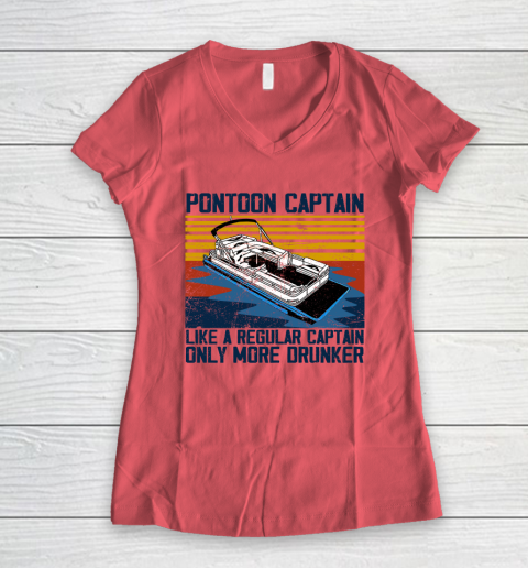 Pontoon Captain Like A Regular Captain Only More Drunker Women's V-Neck T-Shirt 3