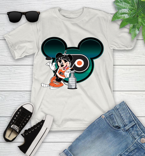 NHL Philadelphia Flyers Stanley Cup Mickey Mouse Disney Hockey T Shirt Youth T-Shirt 12