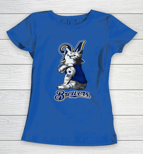 MLB Baseball My Cat Loves Milwaukee Brewers Women's T-Shirt 8