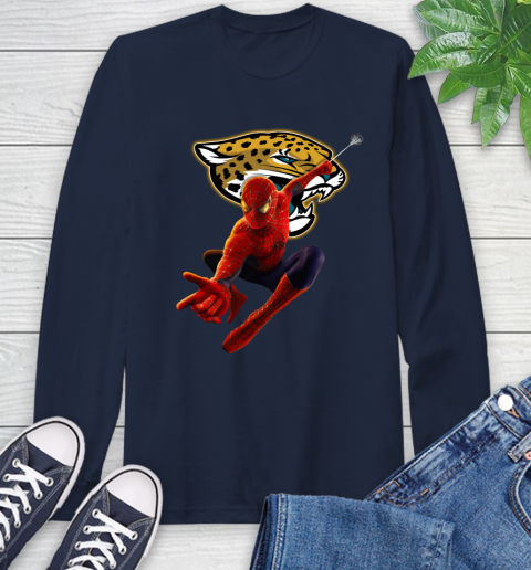 NFL Spider Man Avengers Endgame Football Jacksonville Jaguars Long Sleeve T-Shirt 4