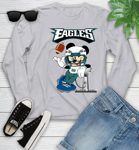 NFL Philadelphia Eagles Mickey Mouse Disney Super Bowl Football T Shirt Youth Long Sleeve 17
