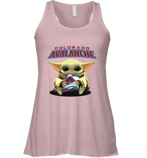 Baby Yoda Hugs The Colorado Avalanche Ice Hockey Racerback Tank