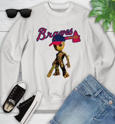 MLB Atlanta Braves Groot Guardians Of The Galaxy Baseball Youth Sweatshirt