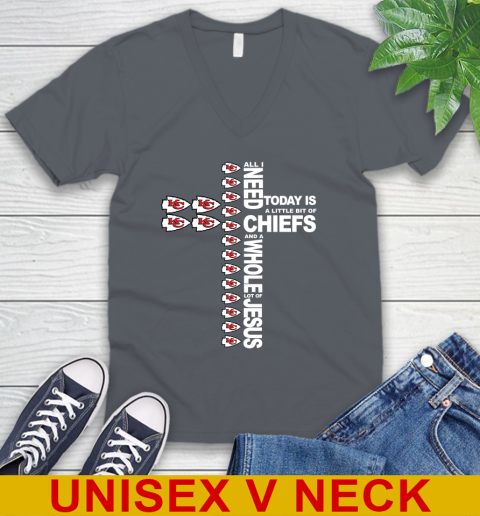 NFL All I Need Today Is A Little Bit Of Kansas City Chiefs Cross Shirt V-Neck T-Shirt 4