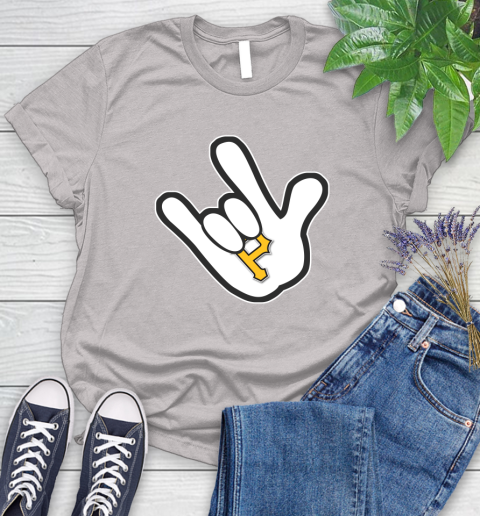 Pittsburgh Pirates MLB Baseball Mickey Rock Hand Disney Women's T-Shirt 10
