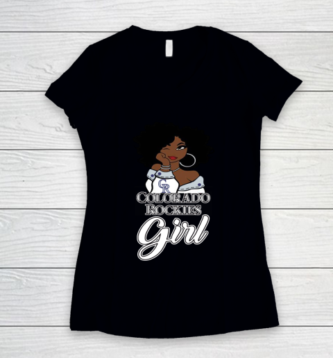 Colorado Rockiess Girl MLB Women's V-Neck T-Shirt