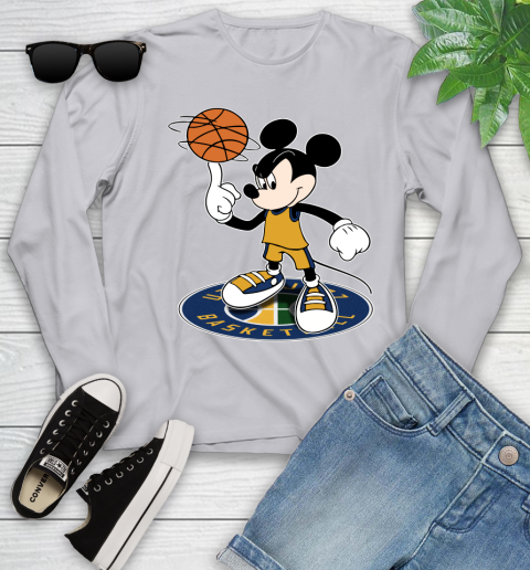 NBA Basketball Utah Jazz Cheerful Mickey Disney Shirt Youth Long Sleeve 5