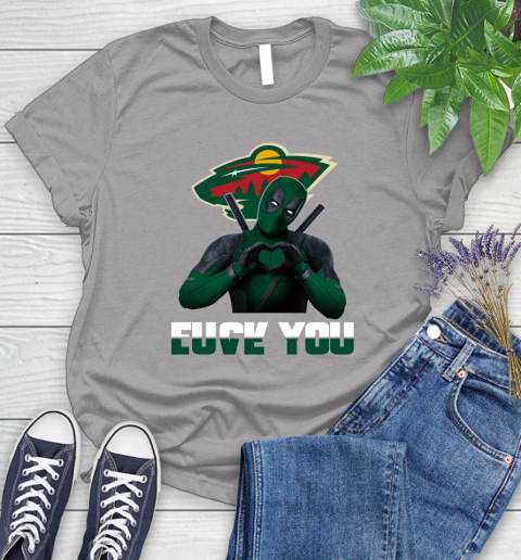 NHL Minnesota Wild Deadpool Love You Fuck You Hockey Sports Women's T-Shirt 5