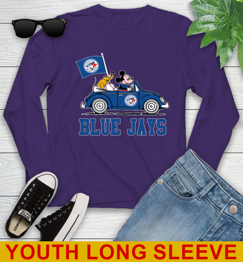 MLB Baseball Toronto Blue Jays Pluto Mickey Driving Disney Shirt Youth Long Sleeve 5