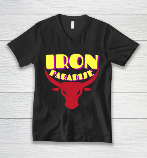 Iron Paradise Design V-Neck T-Shirt