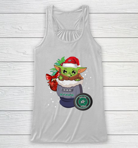 Dallas Stars Christmas Baby Yoda Star Wars Funny Happy NHL Racerback Tank 3 Dallas Stars Christmas Baby Yoda Star Wars Funny Happy NHL Racerback Tank - Image 3