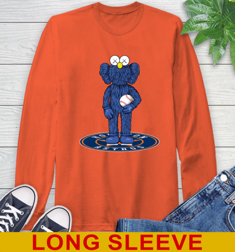 MLB Baseball Houston Astros Kaws Bff Blue Figure Shirt Long Sleeve T-Shirt 5