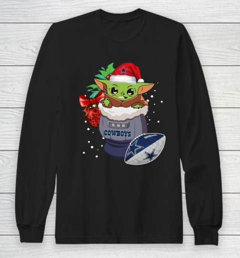 Dallas Cowboys Christmas Baby Yoda Star Wars Funny Happy NFL Long Sleeve T-Shirt