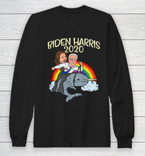 Biden Harris 2020 Narwhale Rainbow Funny Joe Kamala Democrat Long Sleeve T-Shirt