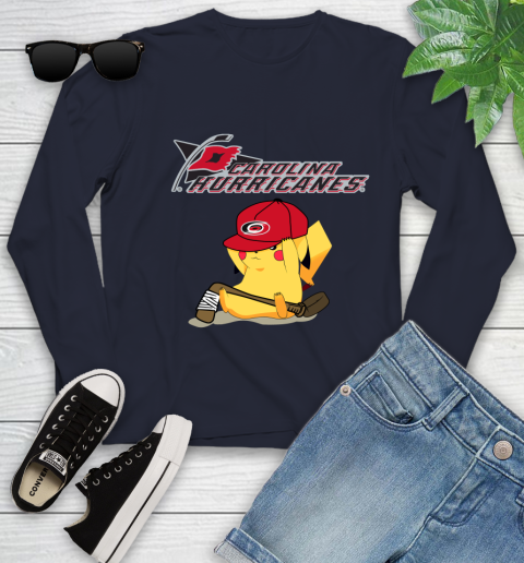 NHL Pikachu Hockey Sports Carolina Hurricanes Youth Long Sleeve 3