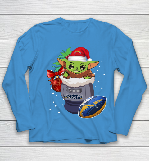 Los Angeles Chargers Christmas Baby Yoda Star Wars Funny Happy NFL Youth Long Sleeve 7