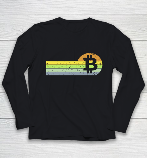 Bitcoin BTC Vintage Sunset Crypto Cryptocurrency Blockchain Youth Long Sleeve
