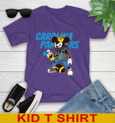 Carolina Panthers NFL Football Mickey Peace Sign Sports Youth T-Shirt 4