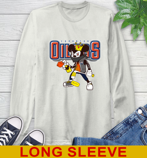 Edmonton Oilers NHL Hockey Mickey Peace Sign Sports Long Sleeve T-Shirt 12