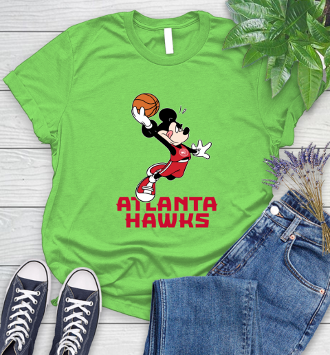 NBA Basketball Atlanta Hawks Cheerful Mickey Mouse Shirt Women's T-Shirt 10