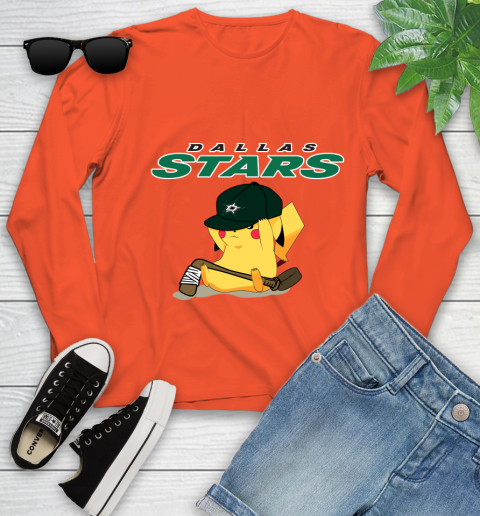 NHL Pikachu Hockey Sports Dallas Stars Youth Long Sleeve 4