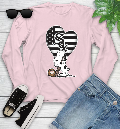 Chicago White Sox MLB Baseball The Peanuts Movie Adorable Snoopy Youth Long Sleeve 10