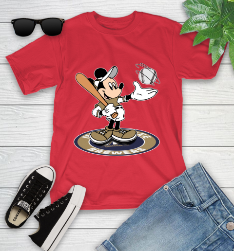 MLB Baseball Milwaukee Brewers Cheerful Mickey Disney Shirt Youth T-Shirt 10