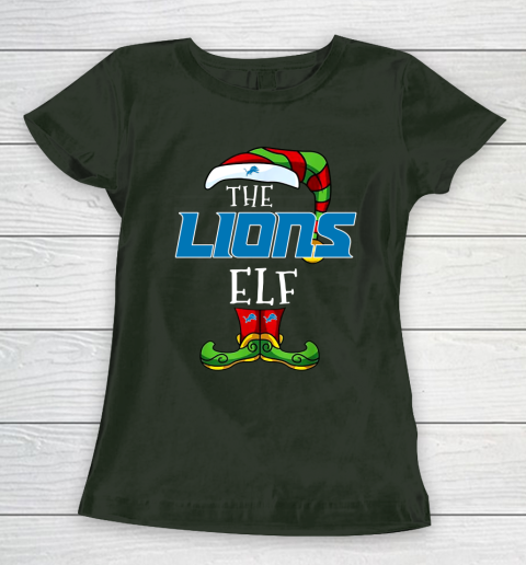 Detroit Lions Christmas ELF Funny NFL Women's T-Shirt 4