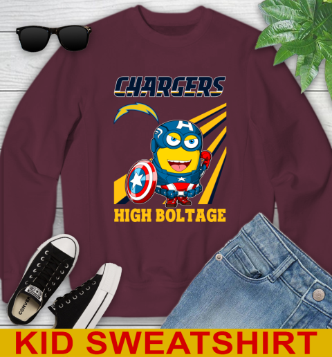 NFL Football Los Angeles Chargers Captain America Marvel Avengers Minion Shirt Youth Sweatshirt 4