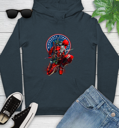 NBA Deadpool Marvel Comics Sports Basketball Minnesota Timberwolves Youth Hoodie 8